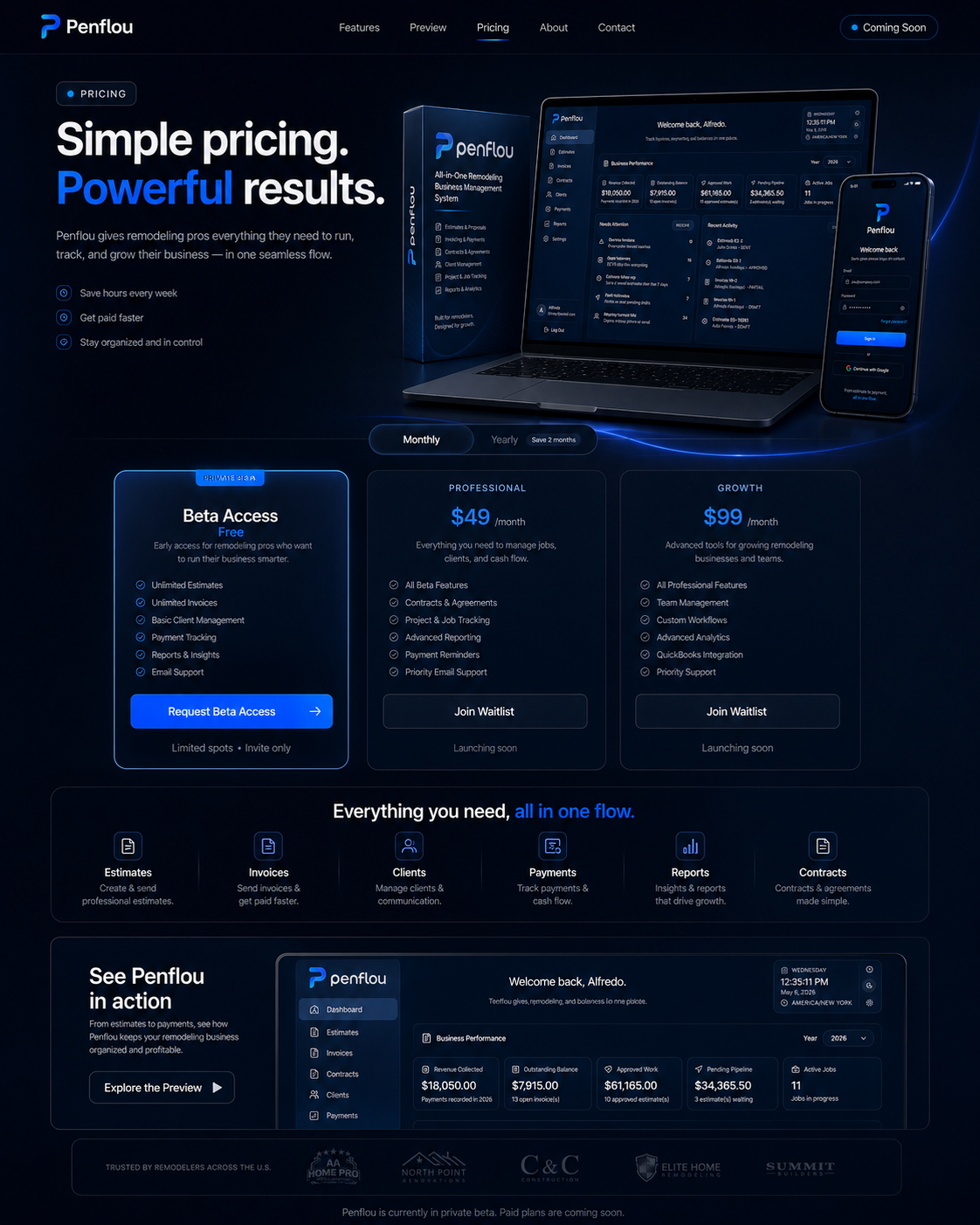 Penflou pricing page